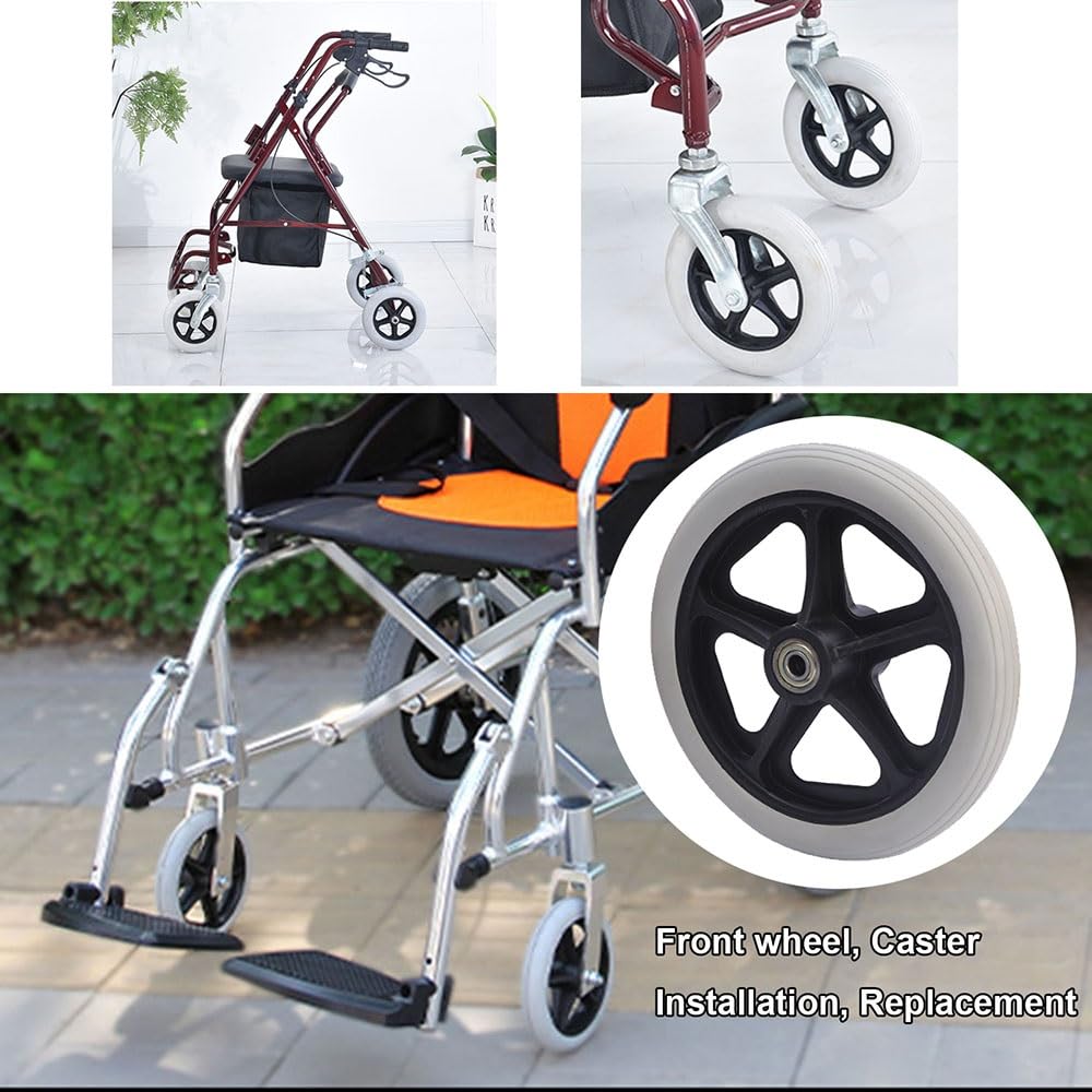 Ruedas Delanteras de Recambio Silla de Ruedas, 2 Ruedas de Repuesto for Silla de Ruedas, Color Gris, de 14 a 20 cm, con Tornillos(19-20cm(8in))