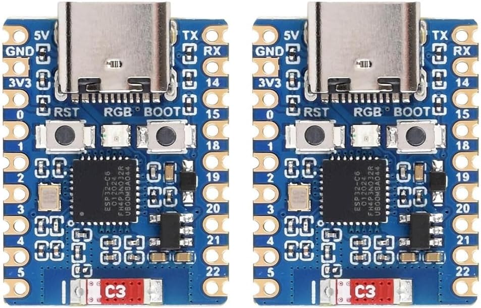 2pcs -C6 Mini Development Board SP32 Development Board 160MHz Running Frequency, 2.4GHz WiFi 6 & BT5