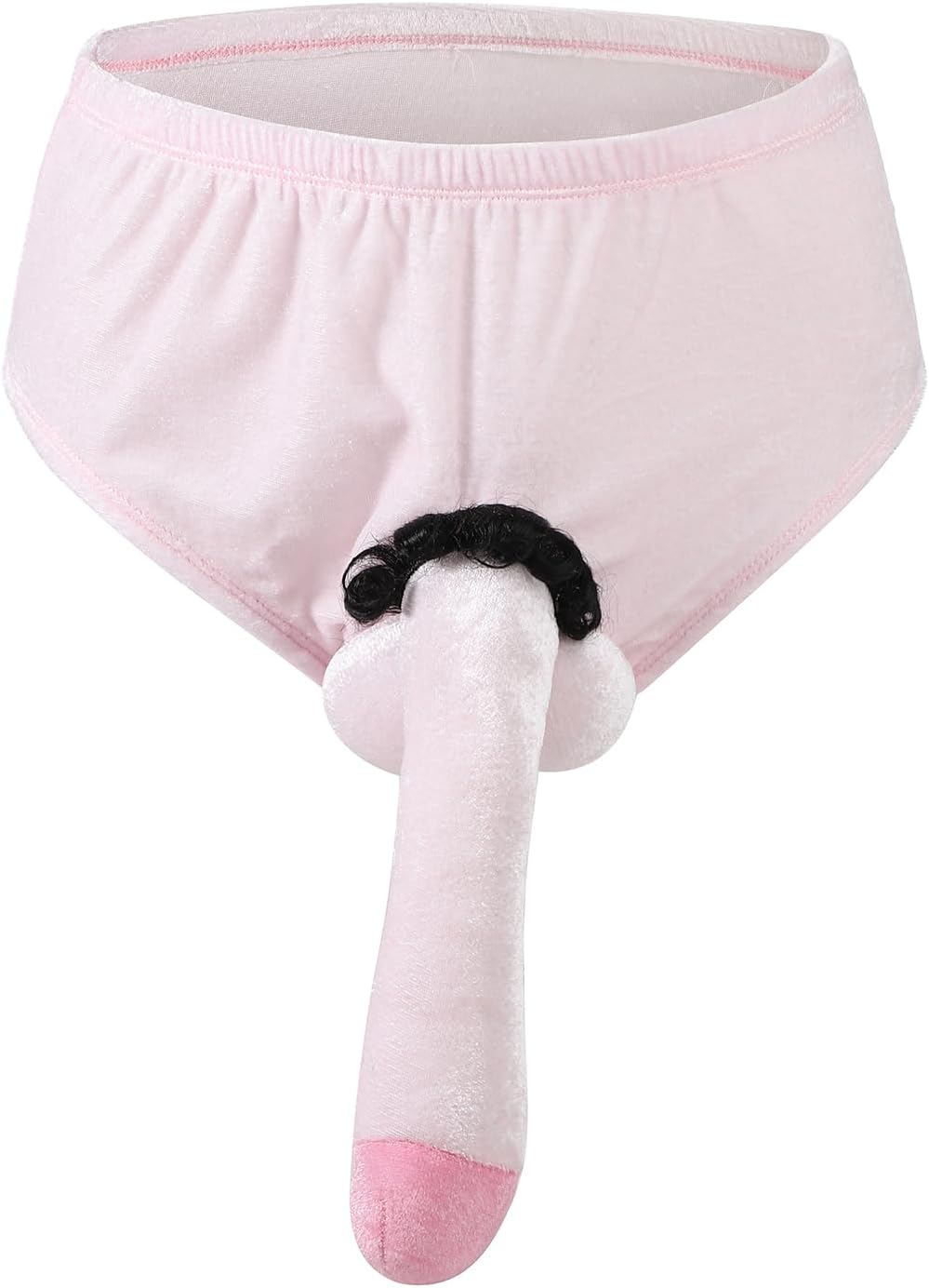 SIQITECHNO Funny Shape Underwear Creative Plush Prank Thong Panties Novelty Humorous Sexy Briefs G-String Costume Gag Gift Pink