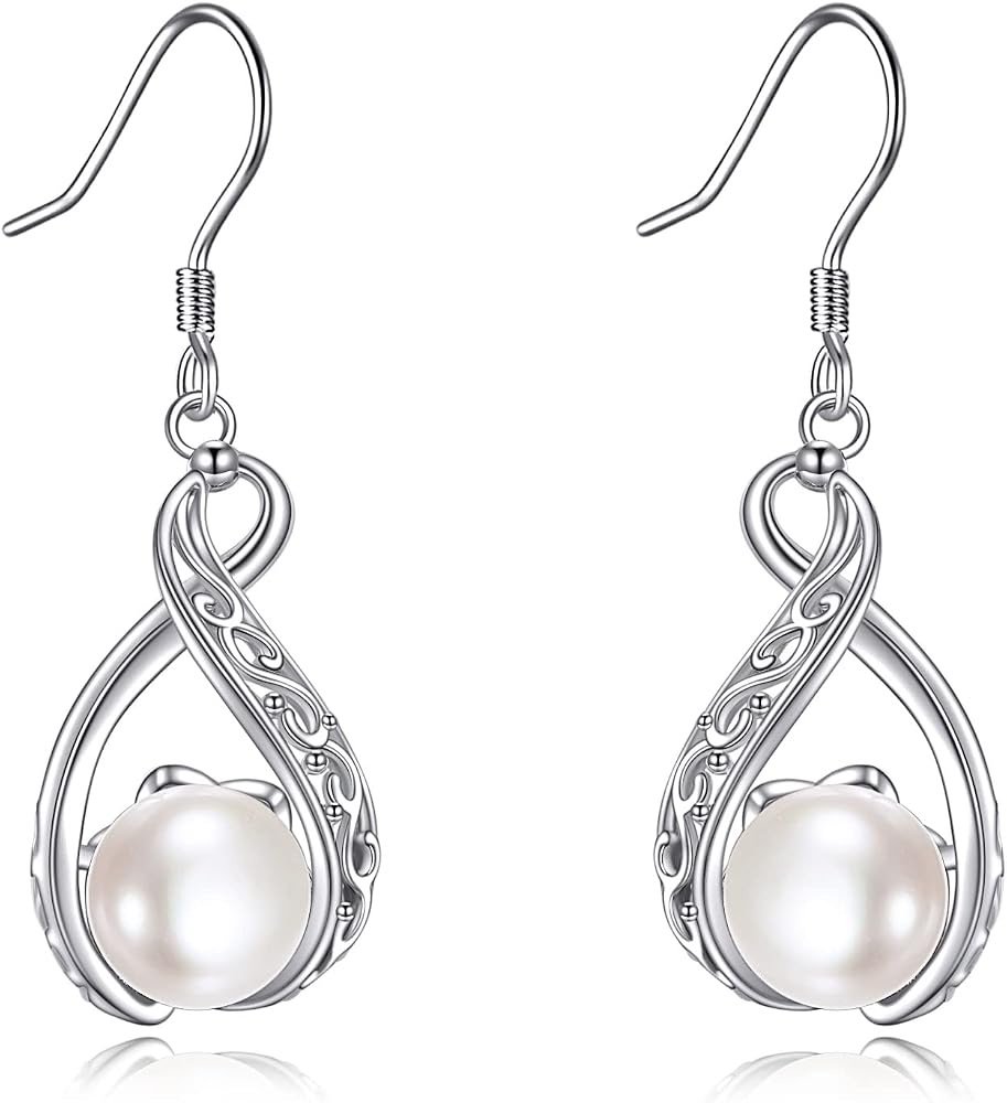 Orecchini con perle, in argento Sterling, a forma di farfalla