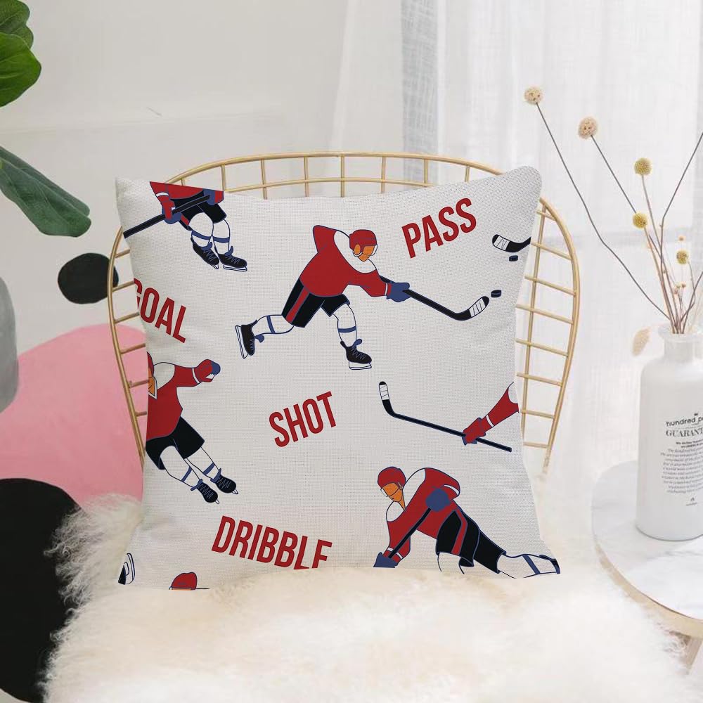 HYMSXW Cushion Cover,Throw Pillow Case Home Decorative for Living Room Bedroom Sofa Chair 20X20 Inch,ice hockey player in action - vector seamless background for print inscription,Pillowcase 50X50cm