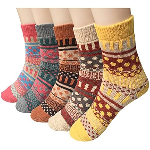 Chalier Finery 5 Pairs Womens Socks Wool Thermal Warm Knitting Ladies Socks for Winter Christmas Gifts for Women Cover