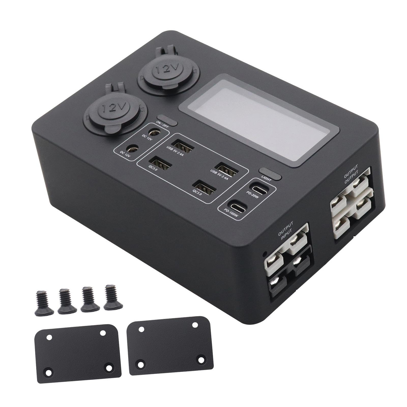 Caricabatterie portatile multipresa DC12V con porte USB per camper e campeggio all'aperto, 4 ingressi/uscite, accessori per casa, ufficio, viaggi, Scatola di alimentazione, 16.6x11.7x5.7