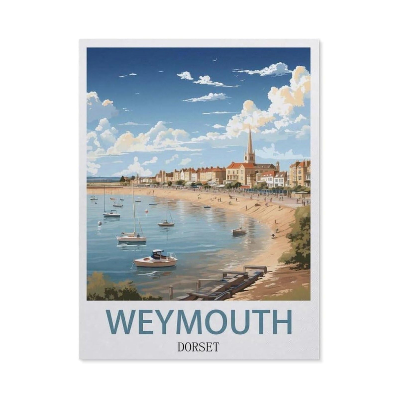 Beayodkp （50 X 60 Cm/19.68 X 23.62 Inches） Weymouth Dorset Vintage Travel Posters，Diamond Painting Kits For Adults - 5D Diamond Painting Kit Full Drill, Diamond Art Kits For Home Wall Decor-Cg48