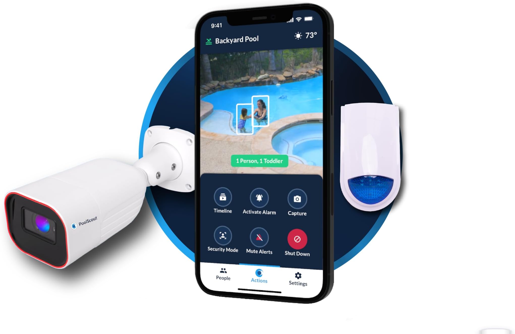 Pro - Security Camera & Alarm Unit - Pool Security Alarm System to Prevent Drowning of Toddlers and Pets in Your Pool (Premium Subscription of 12