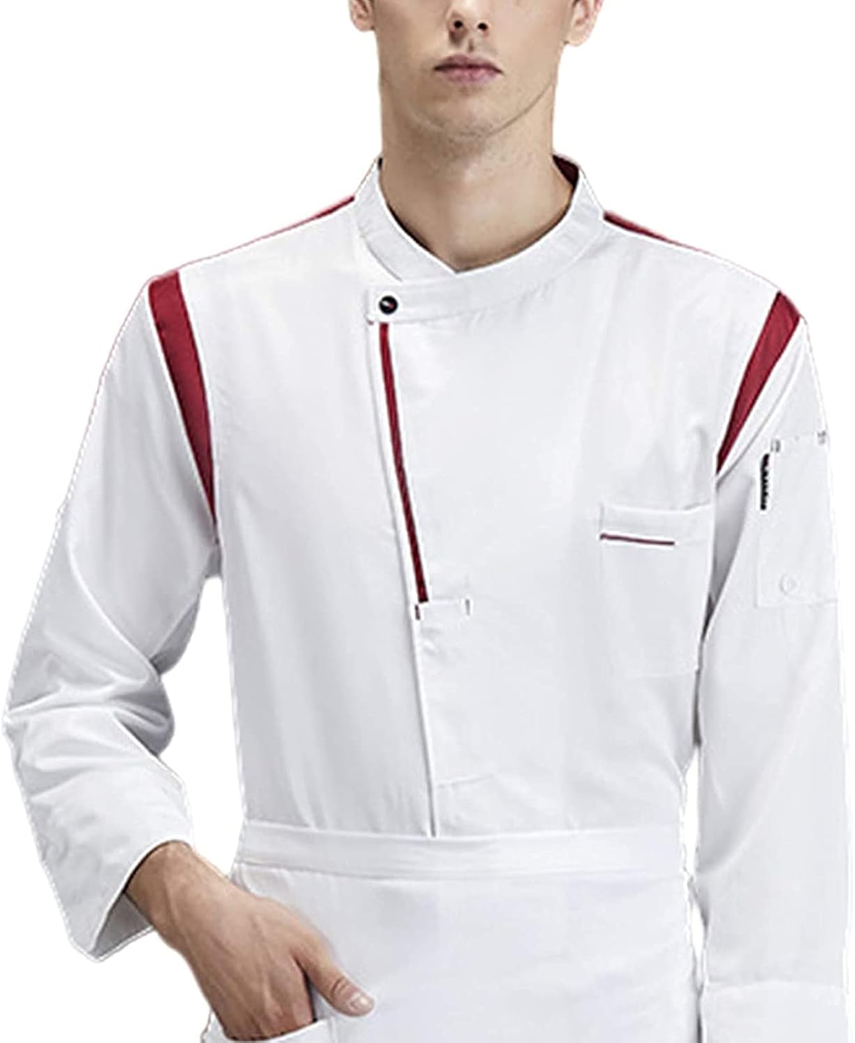 Chef Coat, Chef Jacket for Men and Women, Unisex Long Sheeve Chef Coat Lightweight Breathable Restaurant Kitchen Chef Uniform, Instrument Pocket(White_A(M))