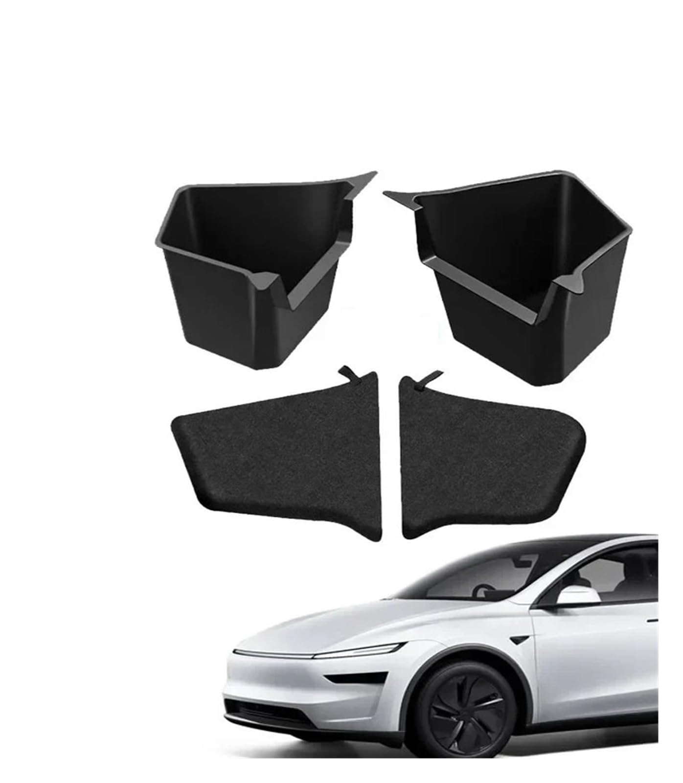 Lhdktee Cargo Cover For Tesla For Model Y 2025 For Launch For Juniper Rear Trunk Side Storage Box With Flocking Or TPE Lids Covers Rear Trunk Parcel Shelf