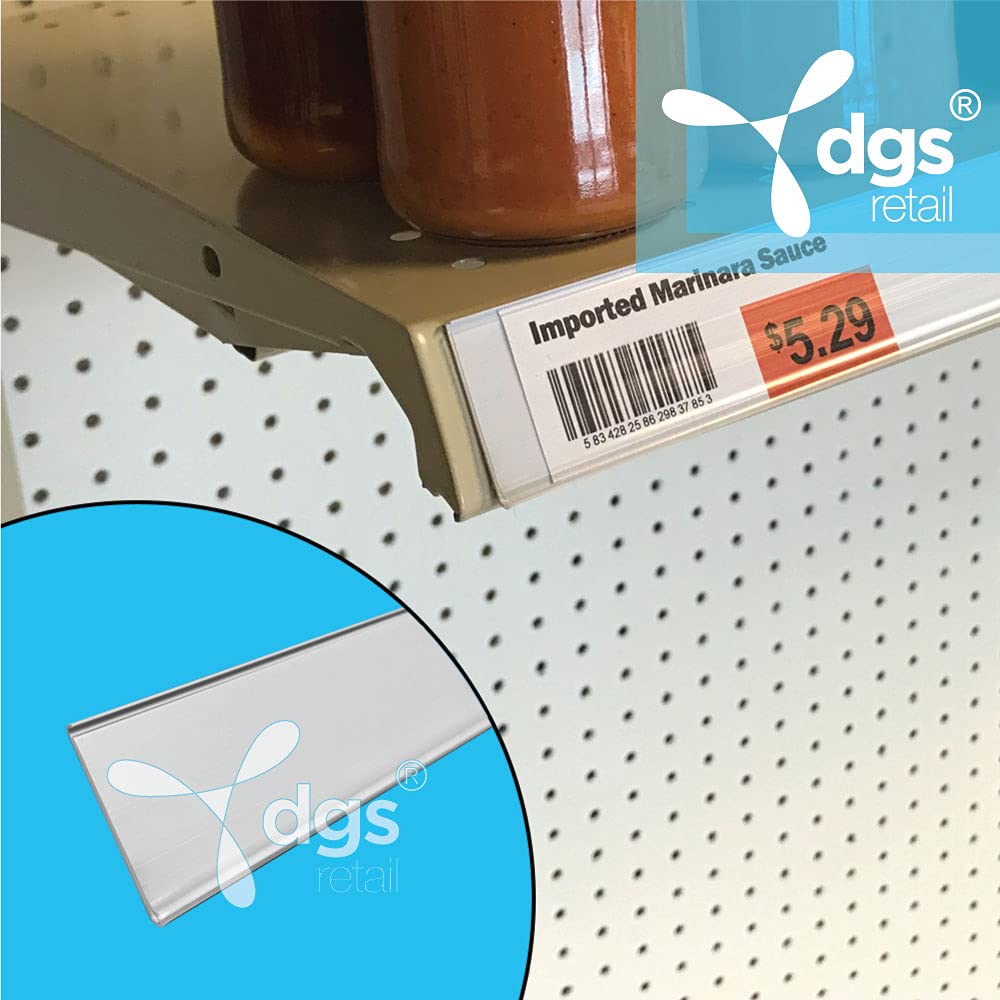 Shelf Label Strips Self Leveling Tag Holders, 50 Pack Self Adhesive 1.25”H Shelf Label Holder Price Tag Strips for Metal Wood Plastic Gondola Shelf, Clear Front/White Back Sign Strip for 48” Shelf