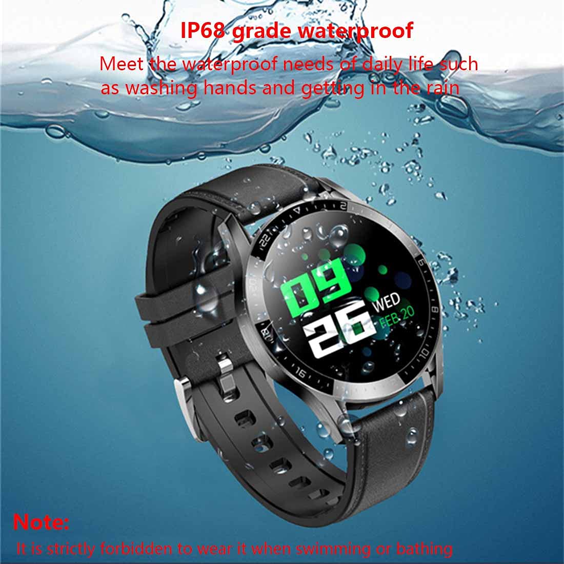 Fitness Tracker, Smart Watches IP67, wodoszczelny do snu, ciśnienia krwi, pulsometr, zegarek 1,2 cala, Full Touch, stoper, aktywność, zegarek do biegania, unisex, czarny, Pasek