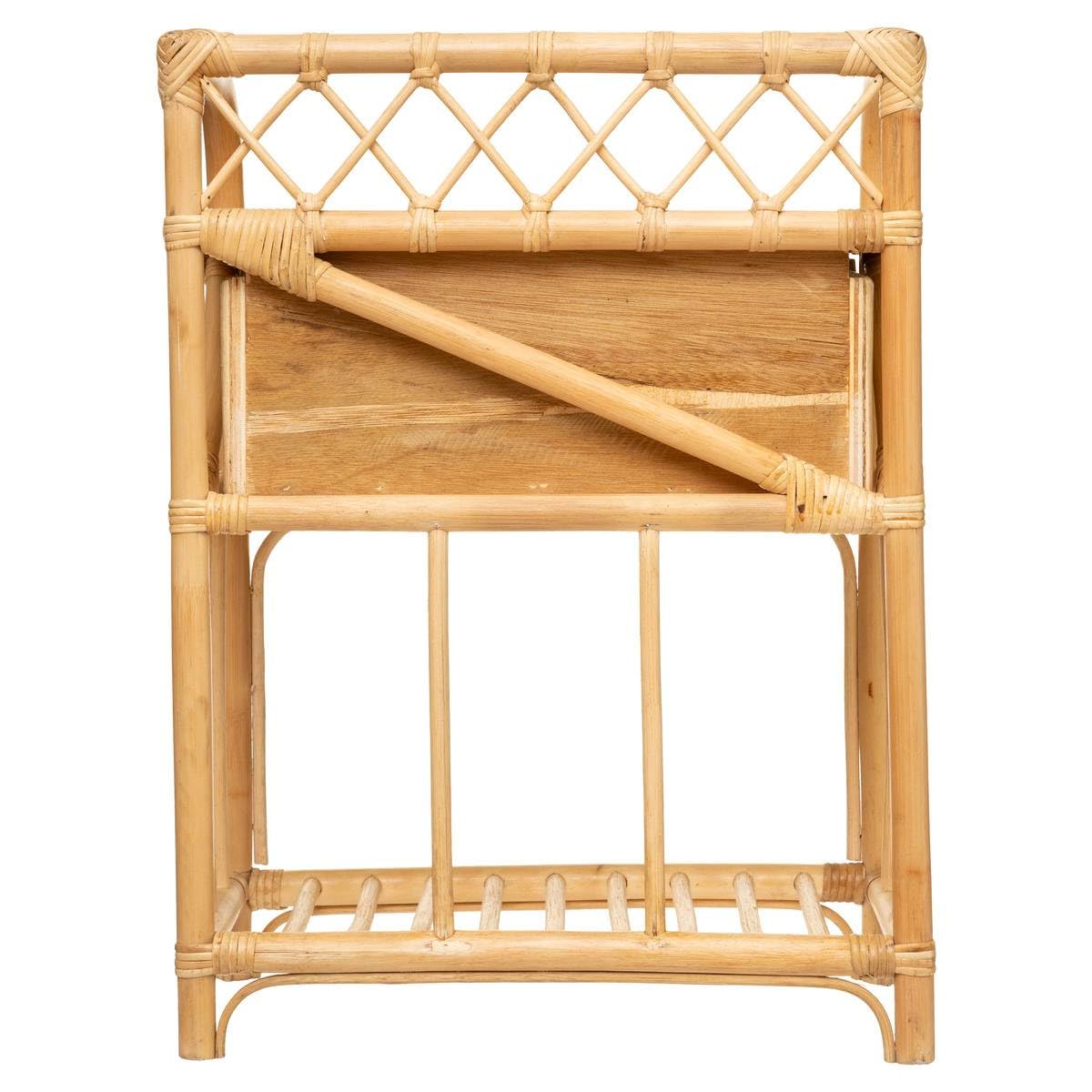Table d'appoint Table de Chevet 1 Tiroir en Rotin et Bambou H 60 cm - Atmosphera