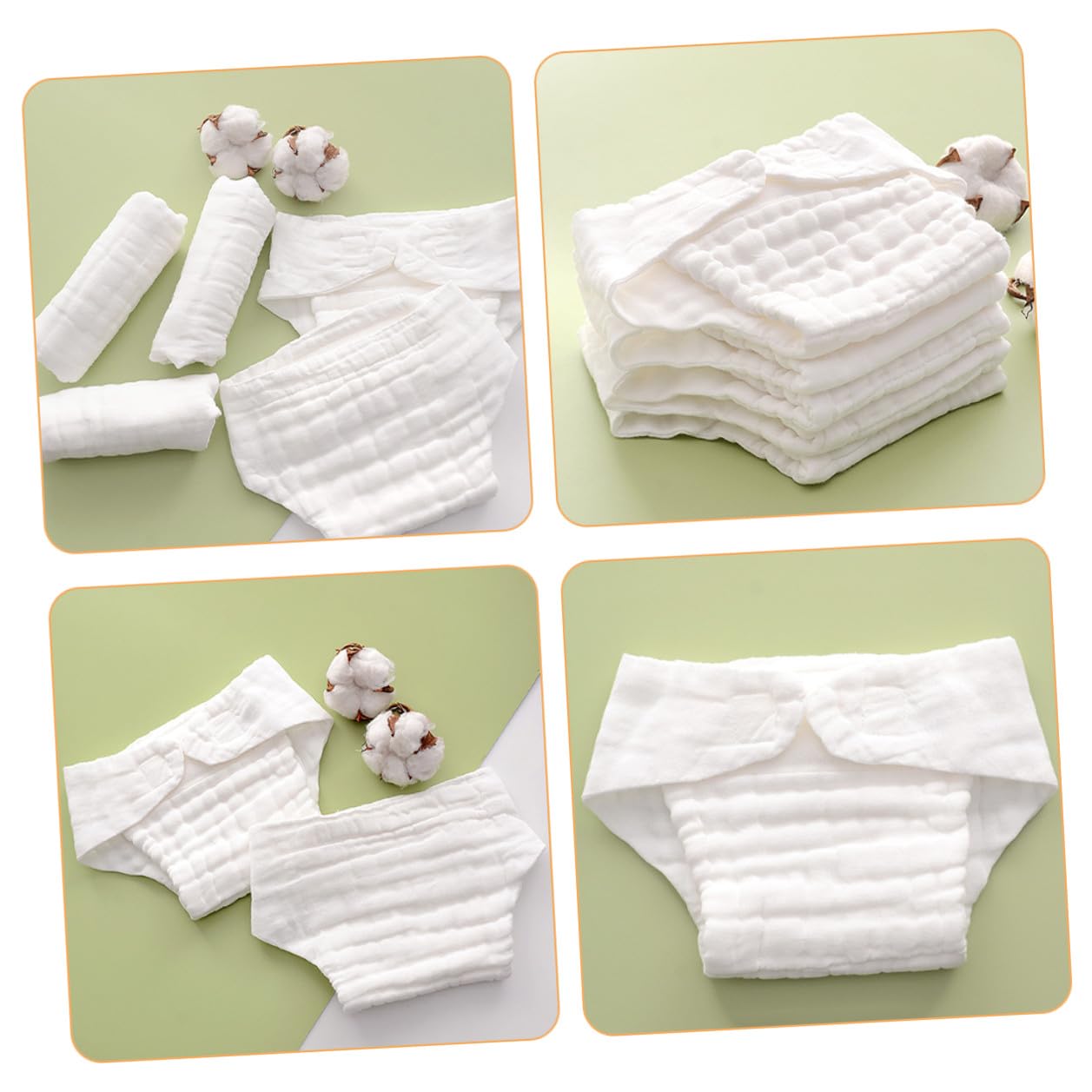 Pañales Reutilizables Secado Rápido y Transpirables de Algodón Blanco para Ñiño 5 Piezas Ideales para Viajar y Dormir Cómodamente