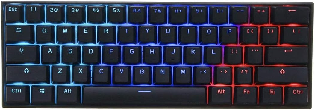 LIYOU Anne Pro 2 60% NKRO Bluetooth 4.0 Type-C RGB Mechanical Gaming Keyboard 61 Keys Mechanical Keyboard (Black, Gateron Red Switch)