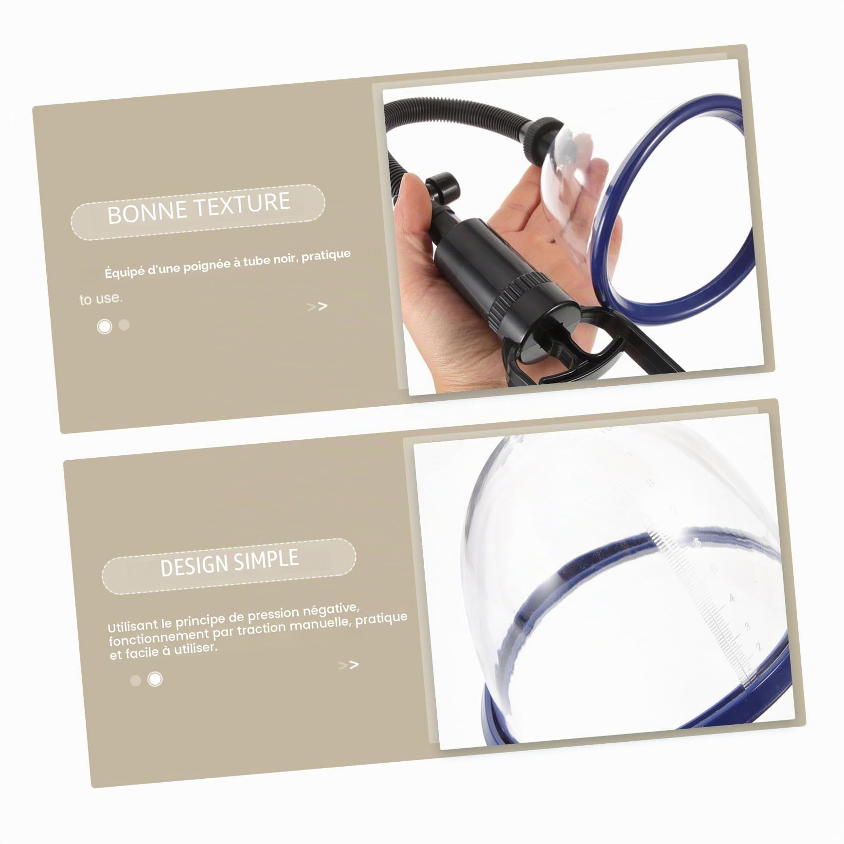 Tube et Caoutchouc Salon Plastique Poignée pour Manuels Appareil Massage Poitrine Home Spa