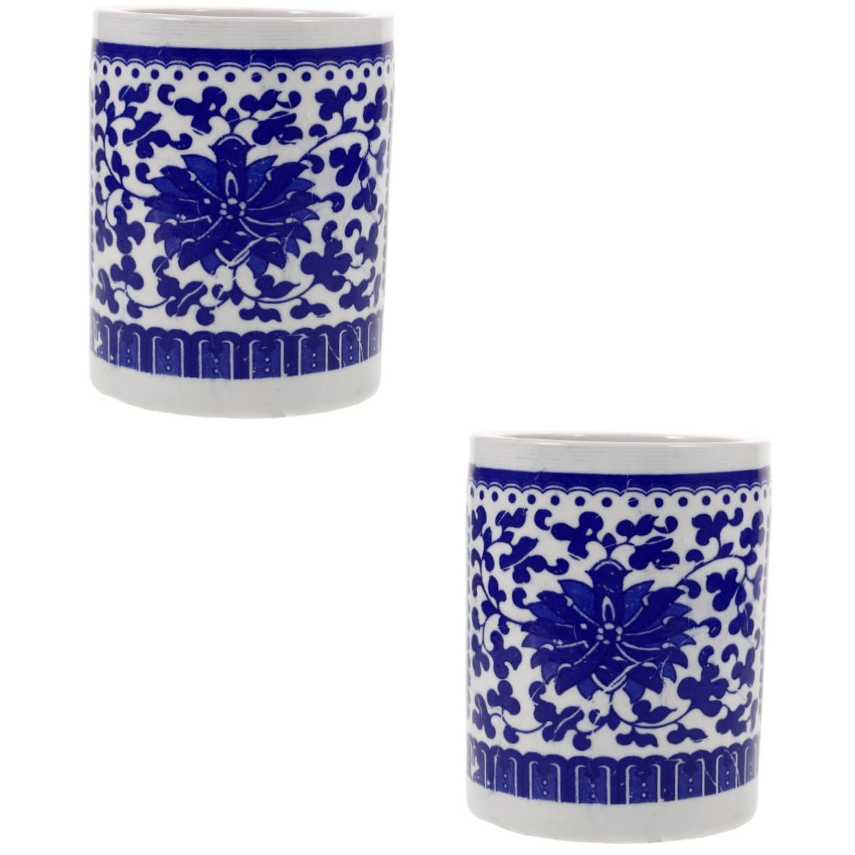 HOMSFOU 2 Pezzi Portapenne Ceramica Vintage per Calligrafia Organizer da Scrivania per Strumenti Accessorio Ufficio e Design Retro per Casa e Studio