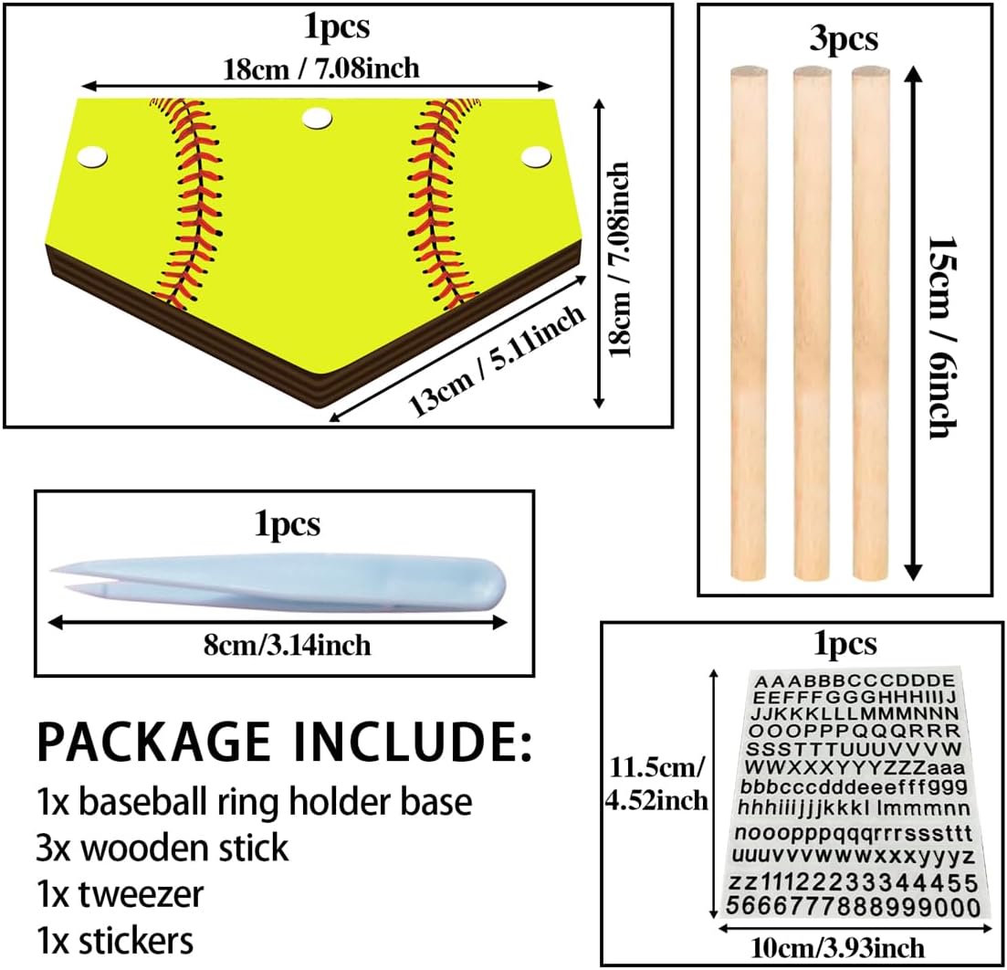 Baseball Ring Holder Display Stand Wooden Softball Championship Ring Organizer for Men Baseball Championship Rings Display Holder Gifts for Men Women Christmas Birthday