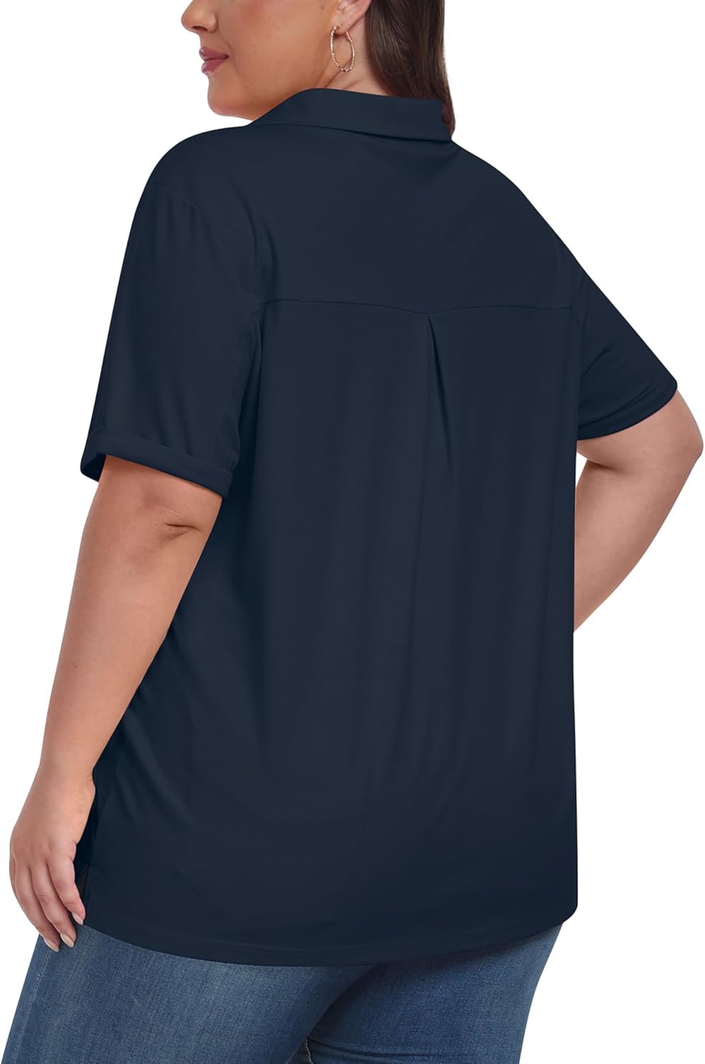 MoFiz Women's Plus Size Golf Polo Shirts Loose Fit Short Sleeve V-Neck Tennis Workouts Tops, XL-5XL - Image 2