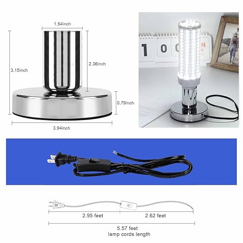 Miniatura 4 de AdiyZ Base de lámpara de mesa industrial, pequeña base de enchufes de luz de escritorio de metal pulido, base vintage E26E27 Edison de rosca para