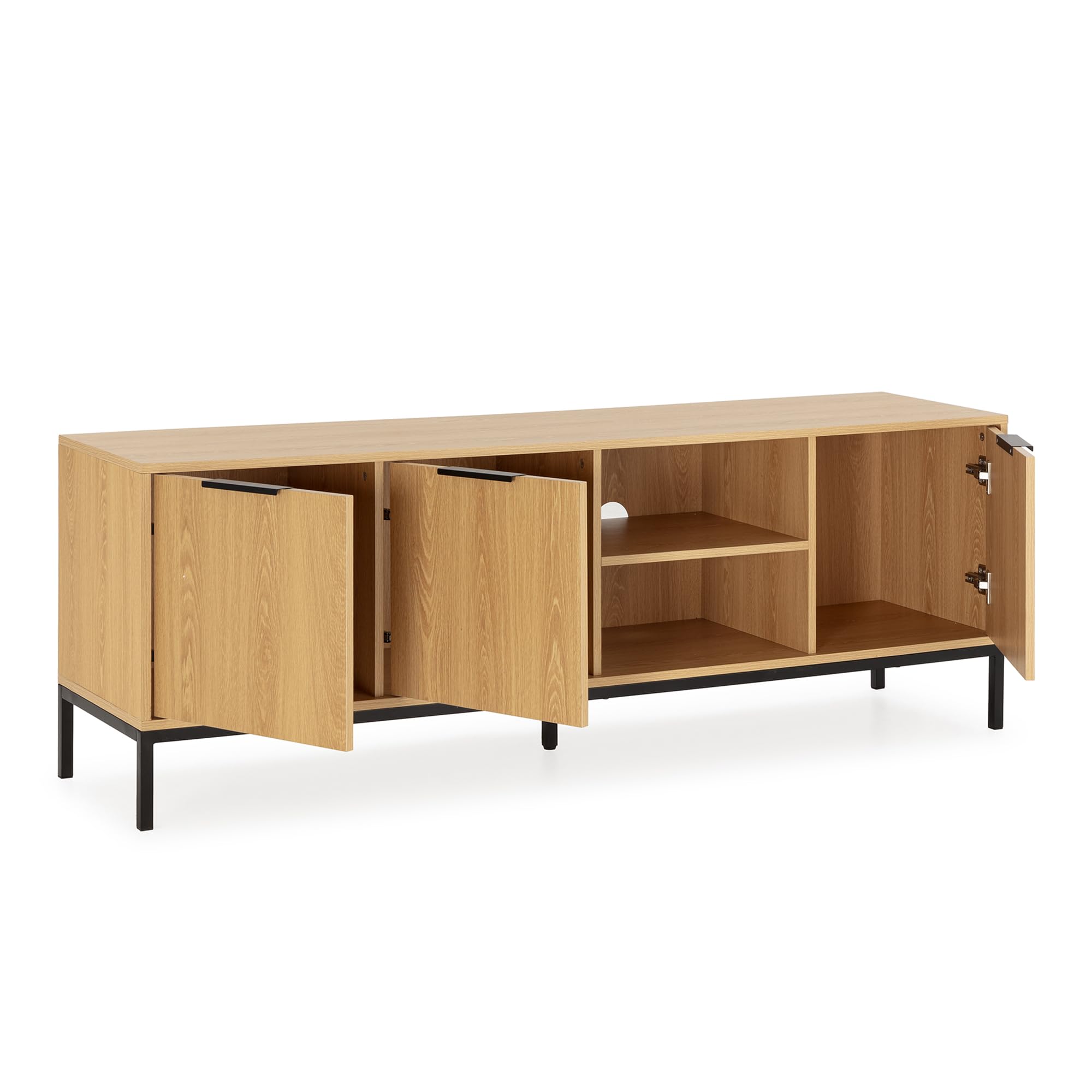 HOMN LIVING Mueble TV Auri 3 Puertas Color Roble, 160 cm (Ancho) 40 cm (Profundo) 55 cm (Altura)