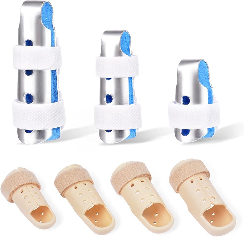 Finger Splint, 7PCS Finger Support Brace Stabilizer for Broken Straightening Arthritis Knuckle Immobilization, Blue