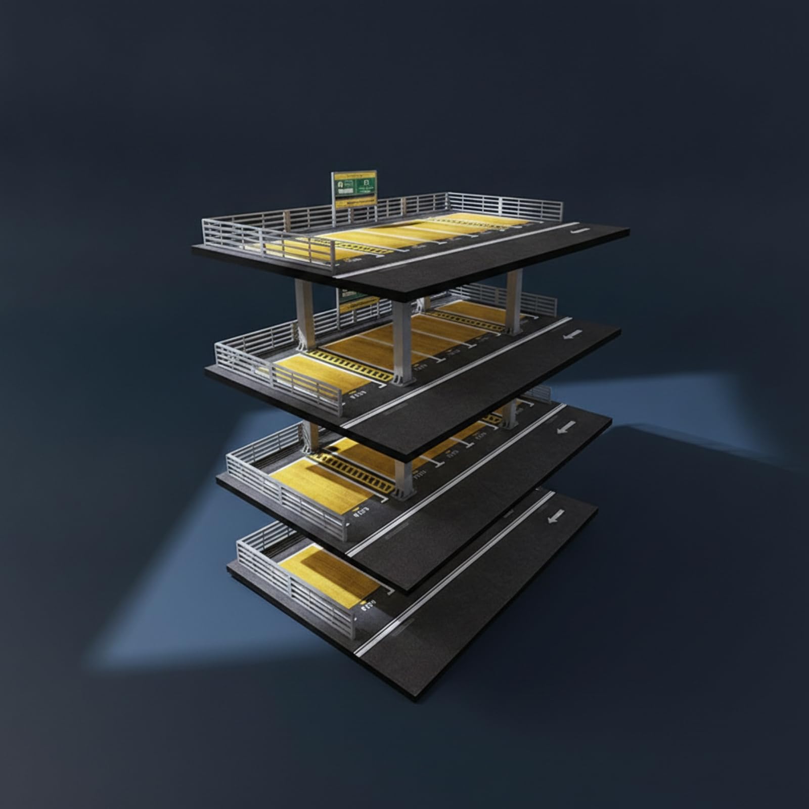 harayaa Parcheggio Multipiano in Miniatura con Struttura in Acciaio per Modellini Auto Die-Cast con Segnaletica Stradale Stampata per Collezione da Esposizione da Scrivania per Hobbisti