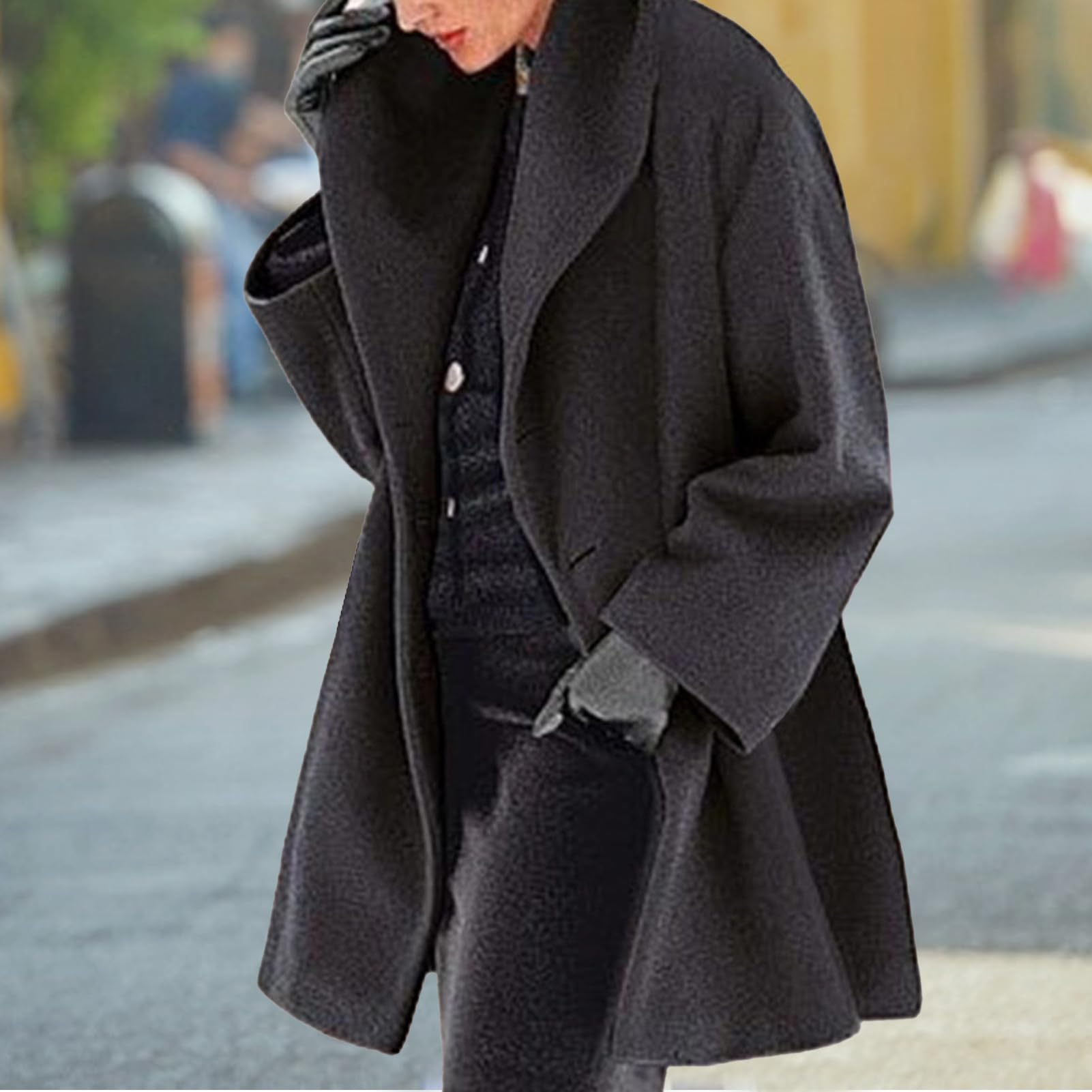 Trench-Coat Femme Fukamou En Laine Mélangée | Mi-Long, Col à Revers, Coupe Oversized | Manteau D'Hiver Chaud Et Tendance