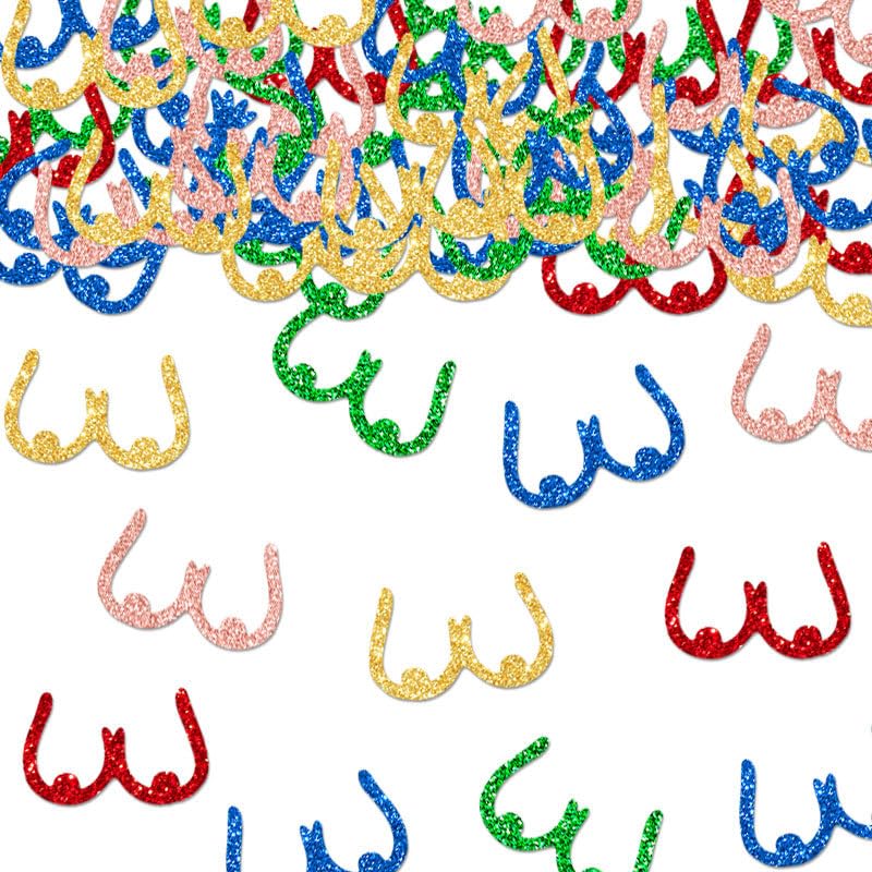 Image of Double Sided Boob Confetti - Rainbow Funny Female Symbol Confetti Bachelor or Bachelorette Two Brides Party Confetti,Women's Passion Party for Birthday