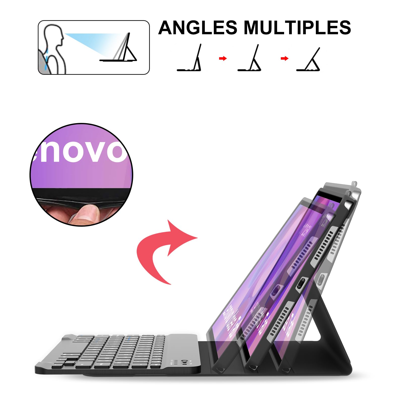 Coque Clavier pour Lenovo Idea Tab 11 Pouces, AZERTY Français Housse Clavier Bluetooth Magnétique Détachable avec Porte Crayon pour Tablette Lenovo Idea Tab 11" 2025 (TB336FU/TB336ZU), Noir