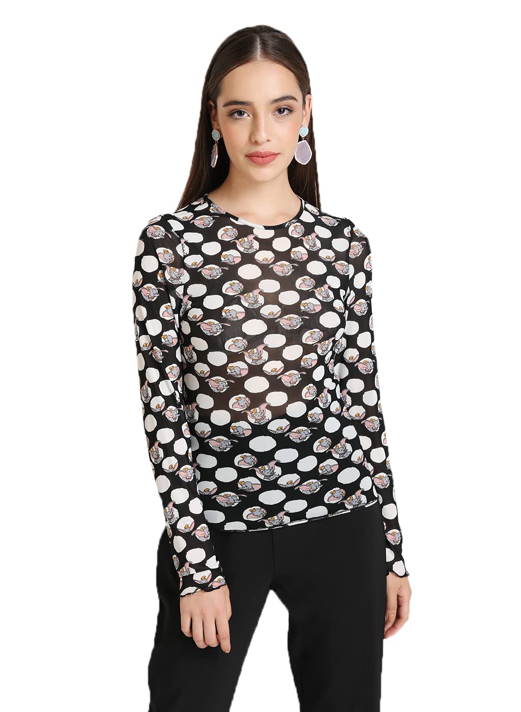 Kazo Dumbo Printed Mesh Top Black 3