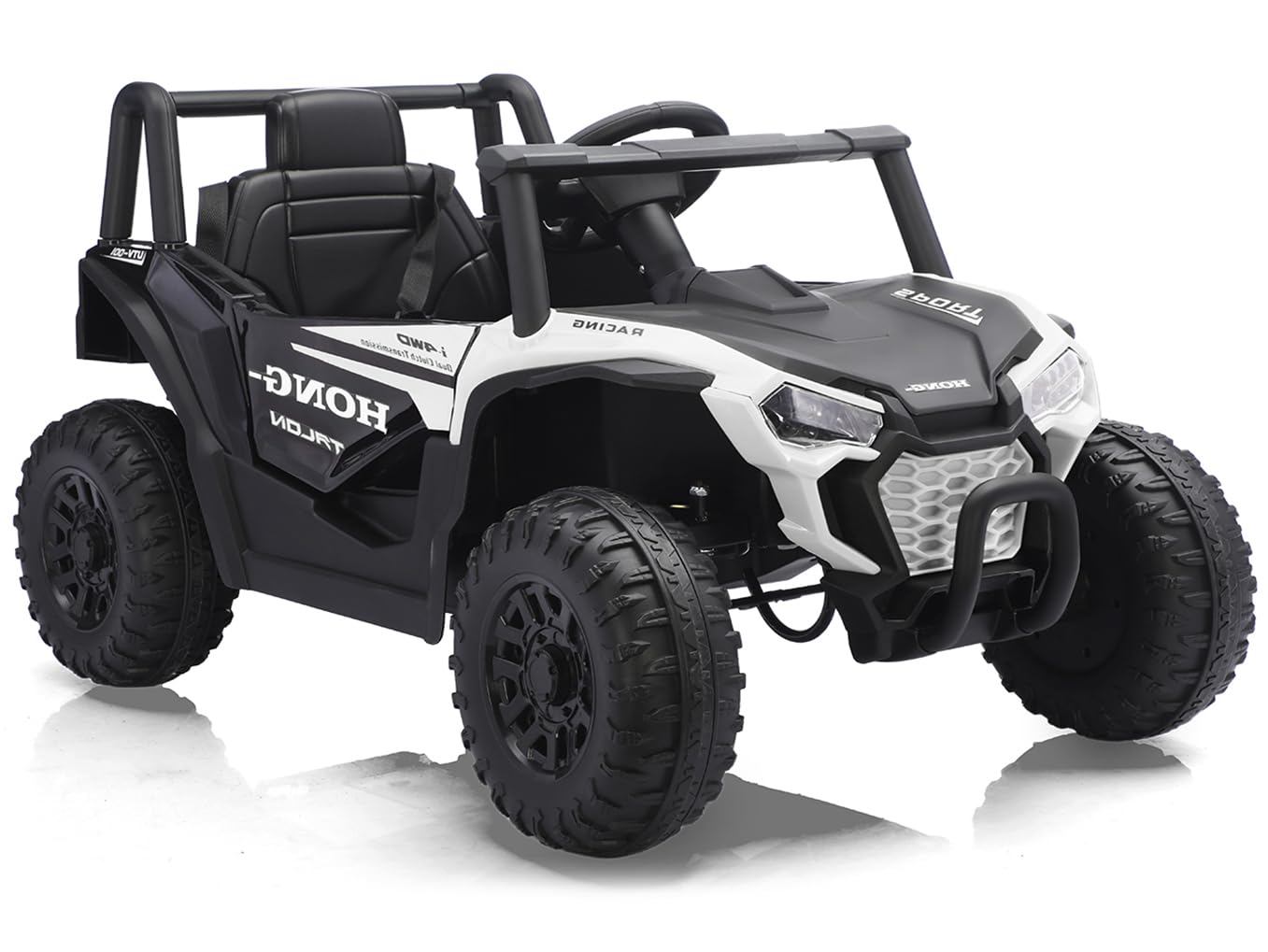 12V Kids Electric Cars, Ride on Car, Electric UTV, Ride on Toys for Toddlers with Adjustable Speeds, Double Open Doors, Horn, Music, Bluetooth and Lights for 3-5 Years-White