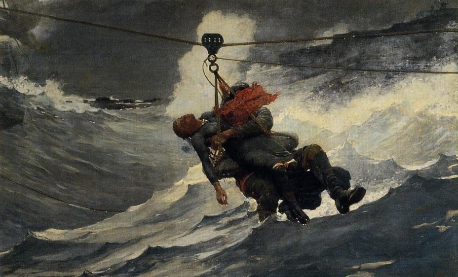 Affiche Winslow Homer La Ligne de Vie reproduction toile 60x90cm pour déco murale salon