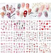 Nail Art Sticker Color Pink Heart Letter Love Nail Art Decals for Nail Art Decoration Watermark D...