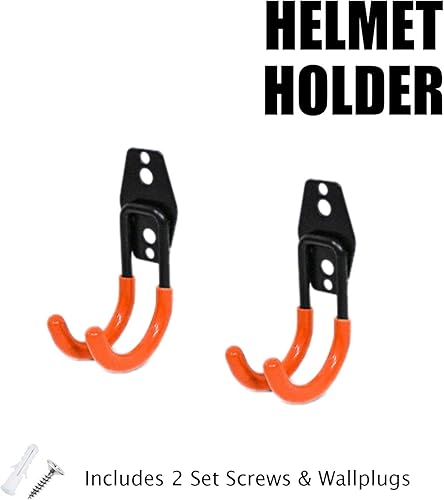 Miniatura 10 de Soporte de gancho para casco de montaje en pared, 4 ganchos curvos de hierro de PVC grandes, tornillos (negro)