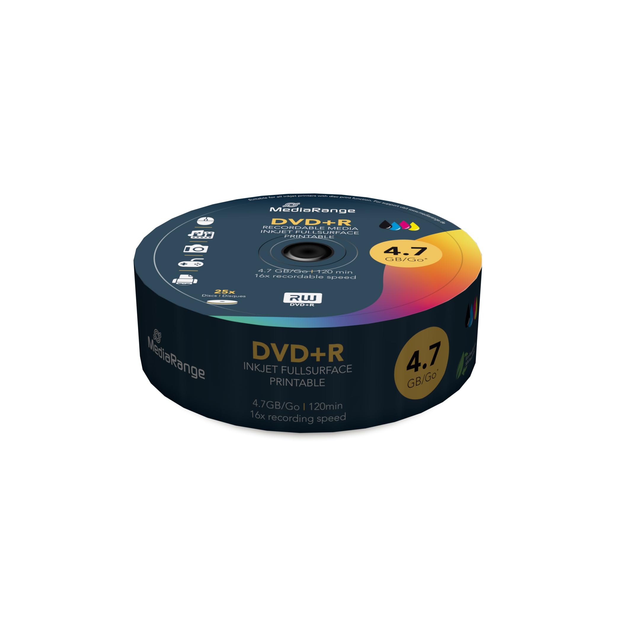 MediaRange DVD+R Discs 4.7GB, Printable, 25er Pack MR408