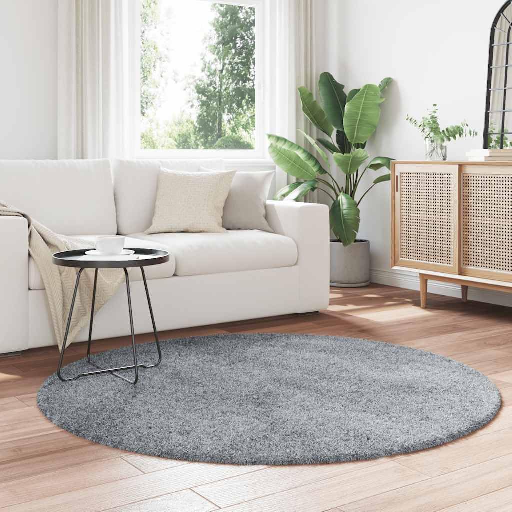 Tappeto Shaggy a Pelo Lungo NAVARRA Grigio Argento 160x160cm,Tappeto Shaggy,Antiscivolo Morbido,Tappeto Shaggy Camera da Letto-4102916