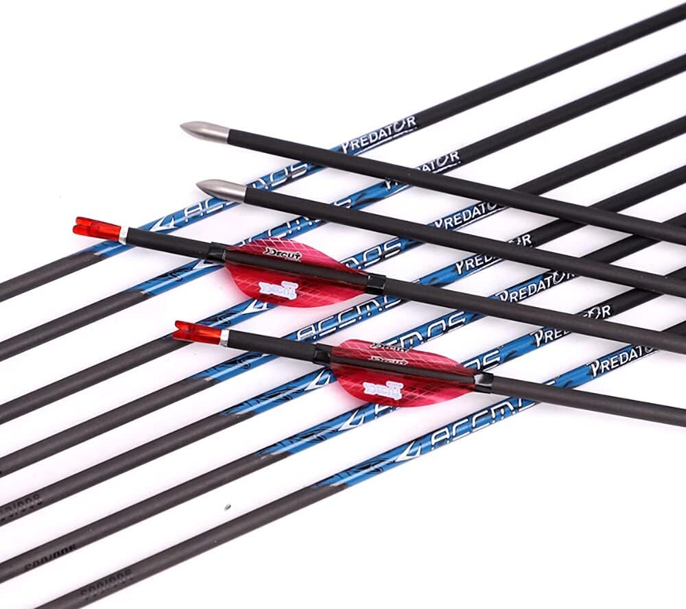 500 Spine Arrow 24 Inch Arrow Target Practice Arrow Hunting Arrow Carbon Arrows Compound Bow Recurve Bow Adult Youth Archery Indoor Outdoor Shooting Bullet Tip