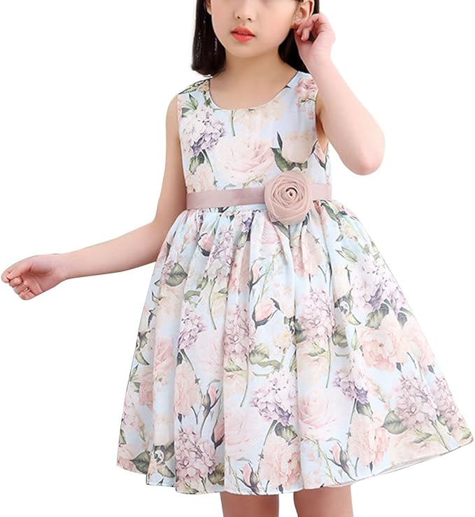 Amazon Happyjp 子供服 ワンピース 花柄ガールズ キッズ ノースリーブ 小学生 ドレス ワンピース チュニック 通販