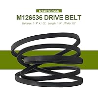 Vista 2 de M126536 Correa de transmisión de cubierta de cortacésped 1/2 "x 114" para John-Deere LT133 LT150 LT155 LT160 LT166 y LT180 38" 42C Deck Cub Cadet
