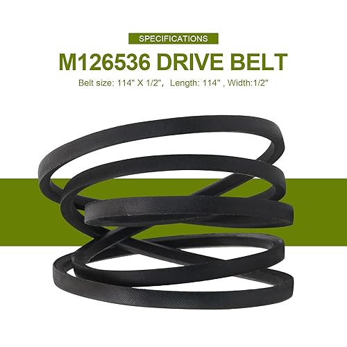 Miniatura 2 de M126536 Correa de transmisión de cubierta de cortacésped 12 "x 114" para John-Deere LT133 LT150 LT155 LT160 LT166 y LT180 38" 42C Deck Cub Cadet