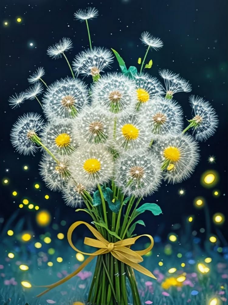 Brennora Embroidery Cross-Stitch Kits for Adults Beginners Pre Printed Cross Stitch Kit 11CT Needlework Arts and Crafts for Home Decor Dandelion 16x20 inch