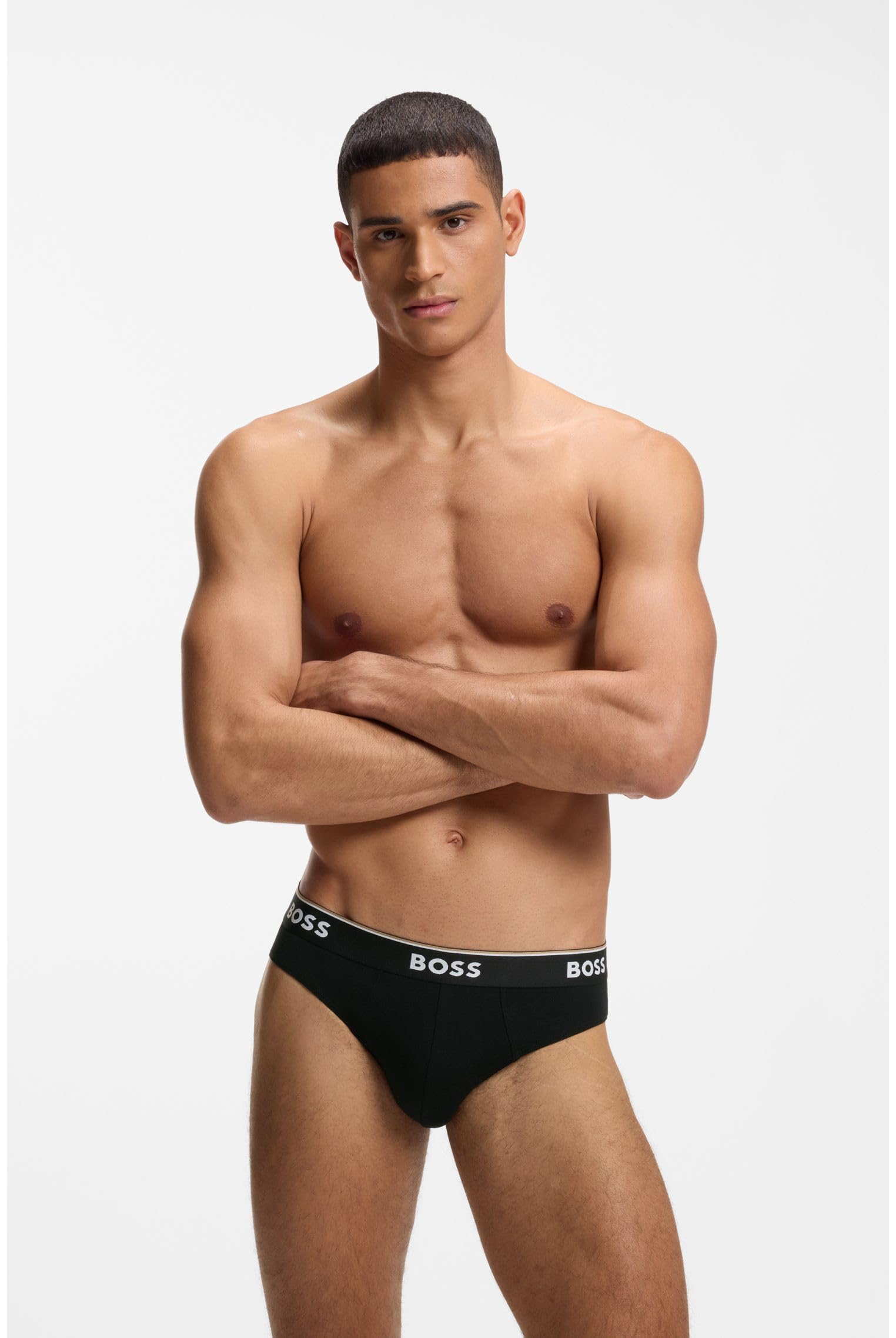 Boss Mężczyźni Brief 3P Co/El Power Majtki, Czarny (Black1), XL