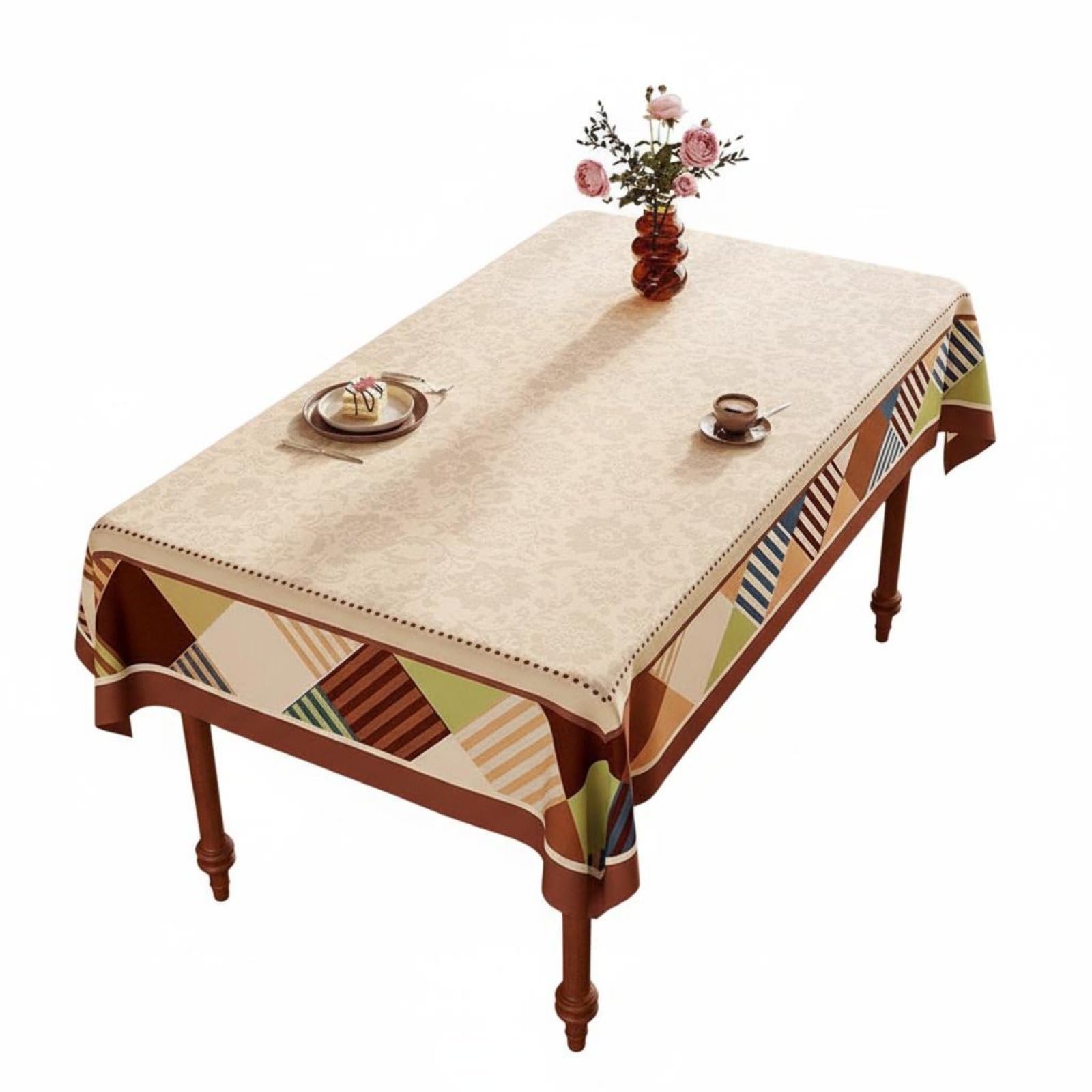 Traditional Design Table Cover Waterproof Rectangular Tablecloth Decorative Dining Table Cover Oil-Resistant for Restaurant, Green, 100x100cm | Home & Garden | Kitchen, Dining & Bar-image-36