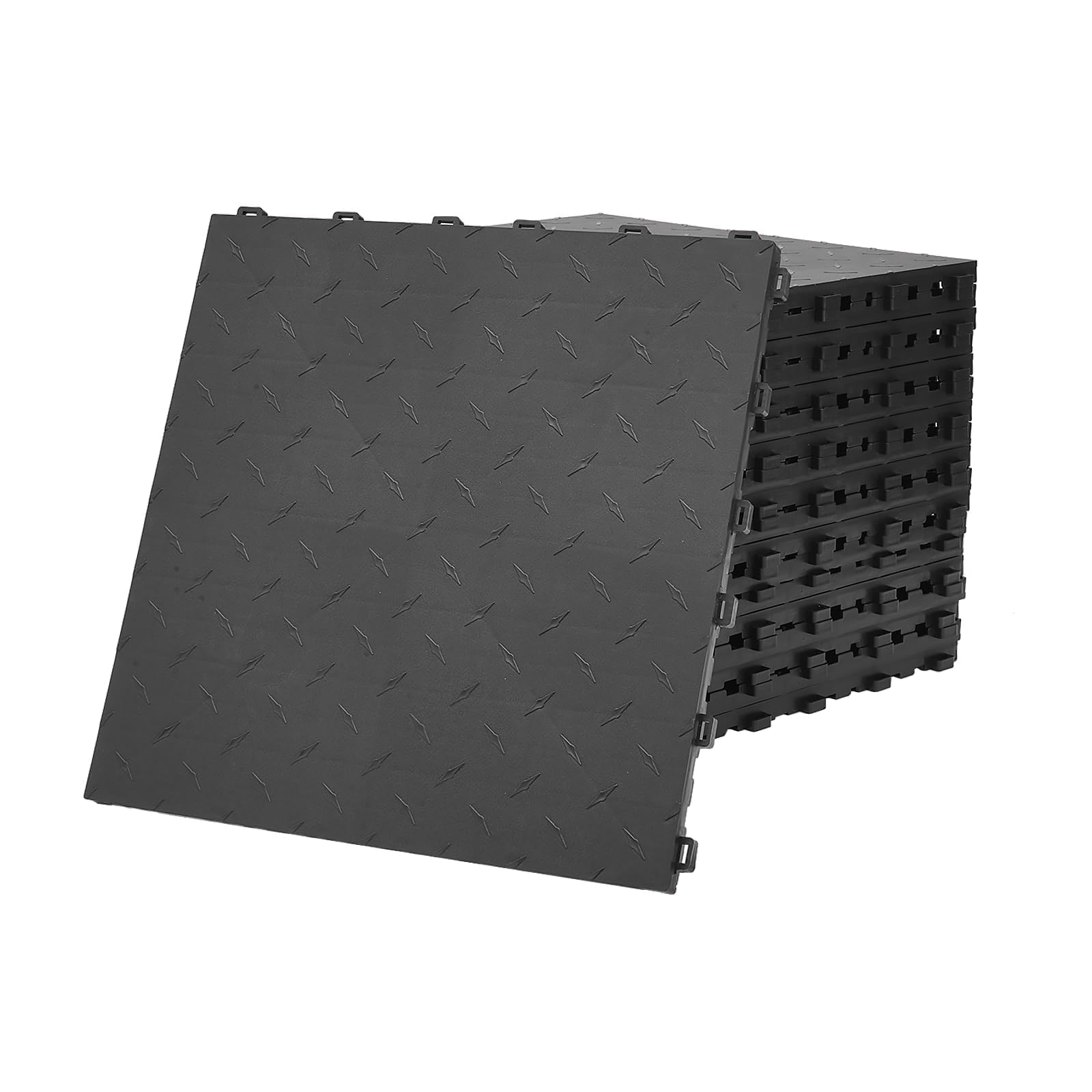 jxgzyy 30 Stück Garagenbodenfliesen, 40x40 cm verzahnte Werkstattboden Klickfliesen, 10.000 kg Tragfähigkeit, rutschfeste DIY Fliesen für Garagen, Kellerräume, Schwarz