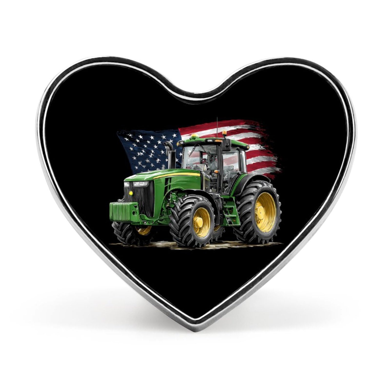 Agriculture Farm Tractor with U.S.A. Flag Enamel Lapel Pin Button Pins Brooch Heart Badge Funny Jewelry for Backpack Cloths Hats