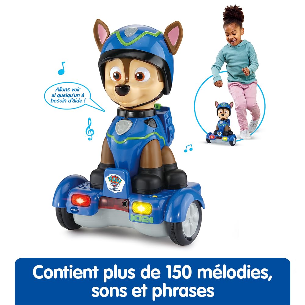 VTech - Pat' Patrouille, Chase Mission Hoverboard, Chien Interactif Paw Patrol, Figurine Animée 26 cm, Jouet Électronique Sons et Lumières, Cadeau Enfant de 2 Ans à 6 Ans - Contenu en Français