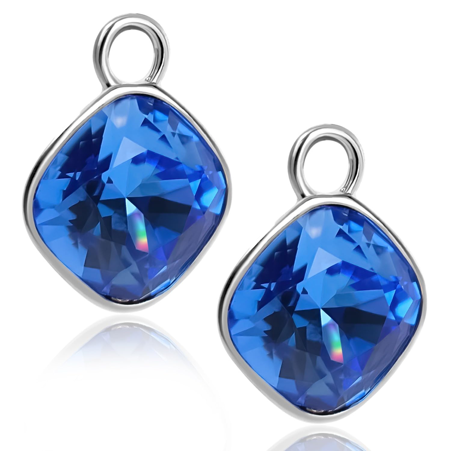 Charm Anhänger 2 Stück 925 Sterling Silber Blau für Creolen