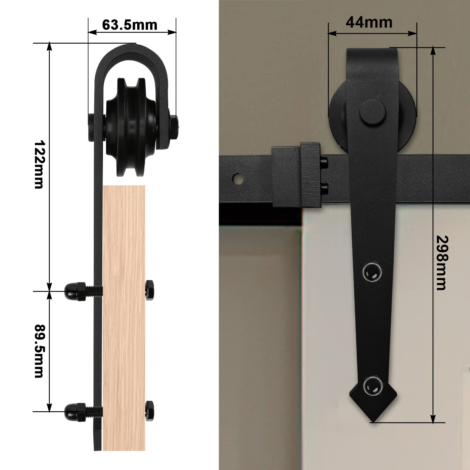 Schuifdeursysteem, 396 cm Lengte Schuifdeurbeslag, Koolstofstaal