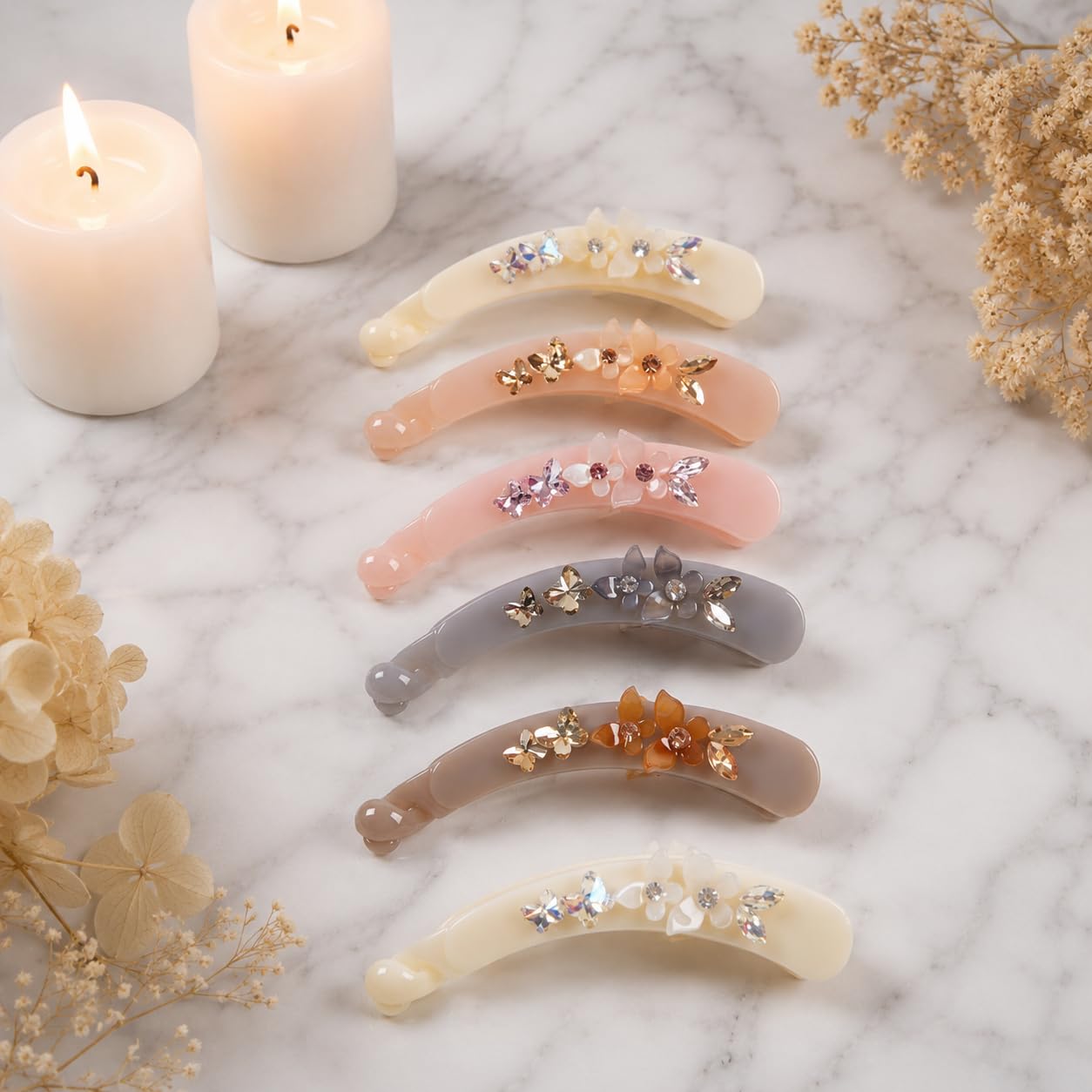 VANTO Fancy Banana Hair Clip for Women & Girls | Floral Crystal Hair Barrette | Elegant Acrylic Banana Clip for Thick & Thin Hair | Stylish Hair Accessory for Daily Wear, Parties & Weddings | Pack of 1( Multicolor )-image-17