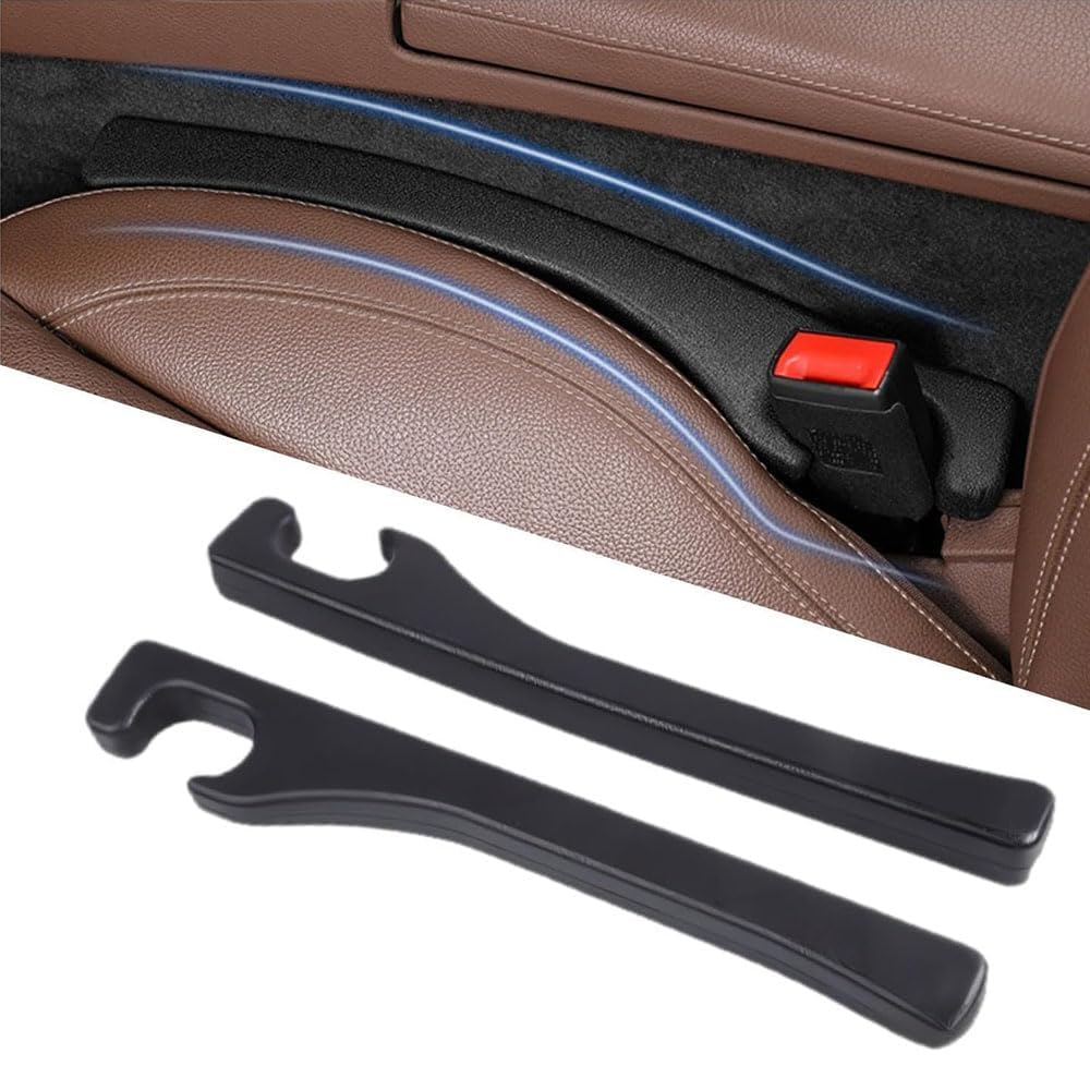 JZS 2PCS Car Seat Gap Filler, Super Flexible Car Side Seat Gap Filler Car Accessories for Women & Men, Tightly Filling Seat Gaps (Black)