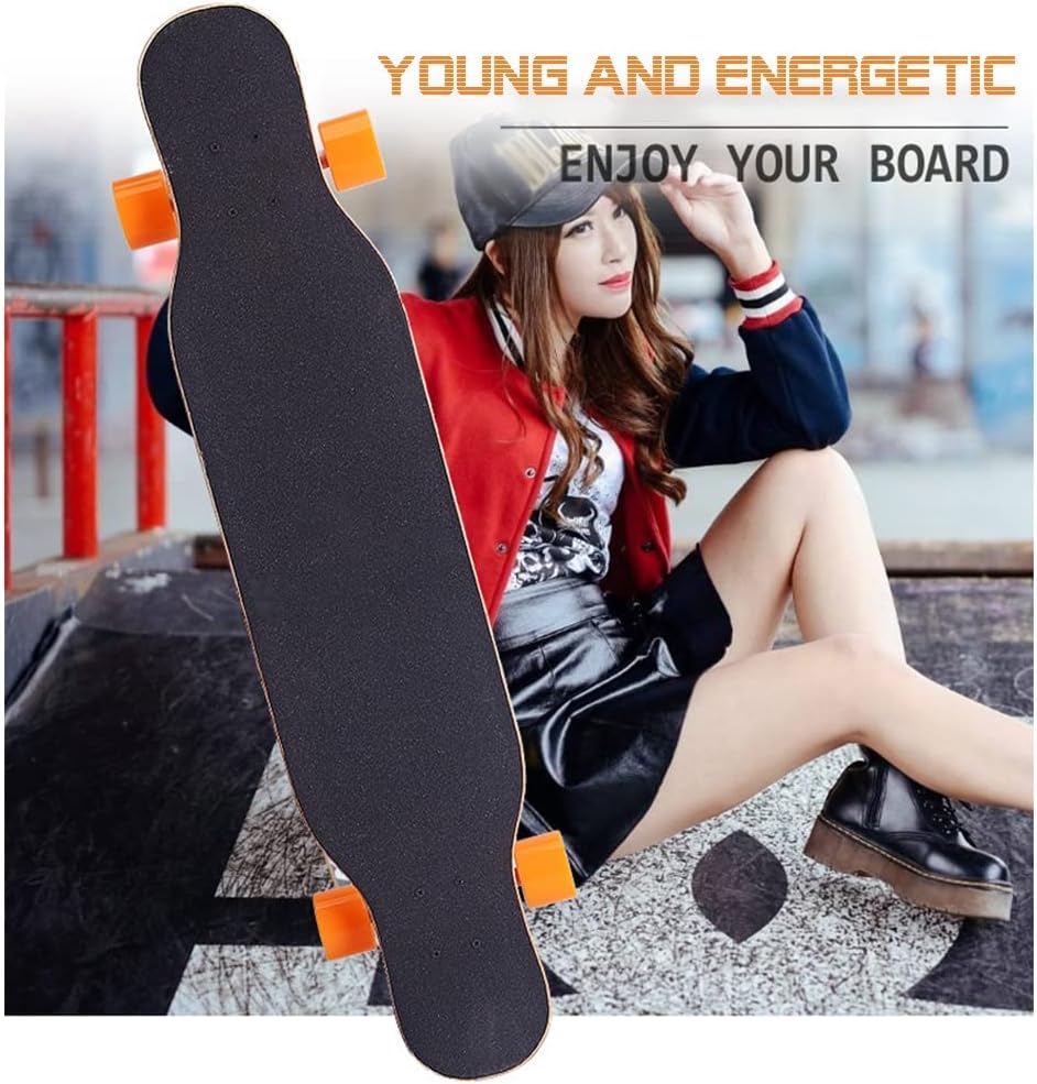 Longborads Skateboards Drop Through Complete Skateboard, 41 Inches Long Boards Skateboard for Girls/Boys, 9 Layer Maple Deck Skate Board Cruiser for Kids Adults Beginners (Color : A)