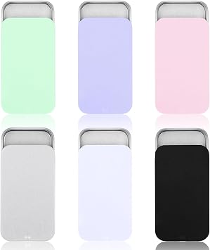 Classicseali 6PCS Tin Box with Lid, 2.36 X 1.34 X 0.43 in Small Metal Tin | Portable Rectangular Metal Tins Box with Sliding Lid, Suitable for Candy, Jewelry, Crafts, Lip Balm, Cosmetics, 6 Colors